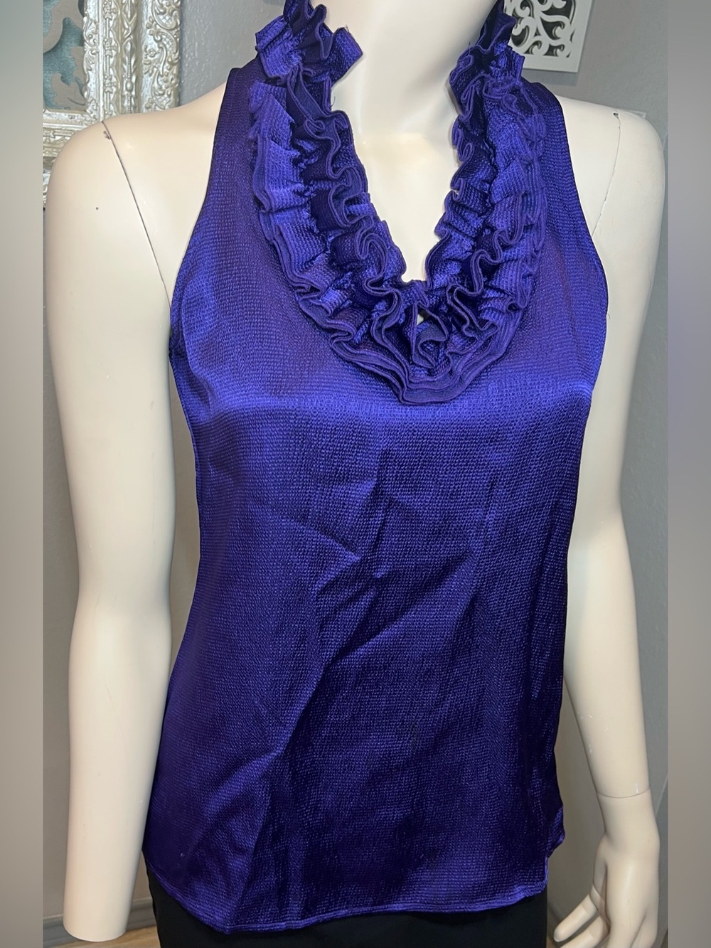 The Limited Purple Ruffled Halter Neck Satin Camisole